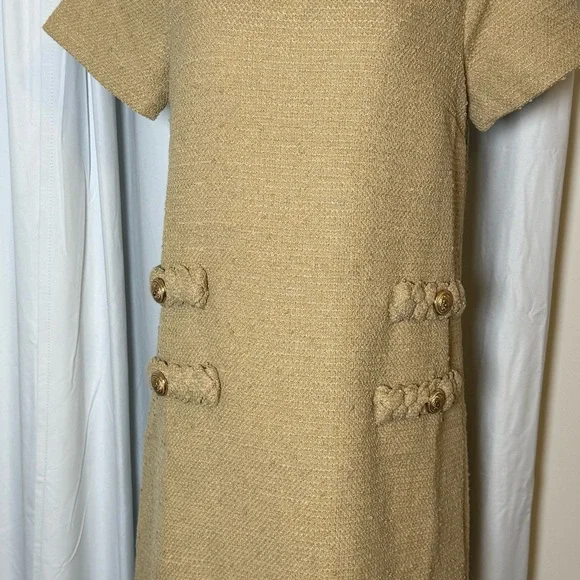 Tuckernuck Jackie Tweed Shift Dress Croissant Tan Preppy Womens Small - Picture 7 of 16